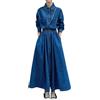 Goolecrimp Abito Casual da Donna con Bottoni Primavera Autunno Abito in Denim Elastico in Vita con Bottoni Orlo Lungo in Camicia di Jeans Abito da Festa Mini Abiti Lunghi (Blu,L)