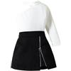 Verve Jelly Gonna in PU per bambine Set manica lunga camicia tinta unita vestito A-Line Mini gonne in pelle per bambine Bianco 130 5-6 anni
