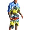 Generisch Tuta da jogging da uomo, in due pezzi, con maglietta e pantaloni corti, estiva, hip hop, tuta sportiva, unisex, corta, alla moda, per il tempo libero, da uomo, set completo estivo, # 1 giallo, XL