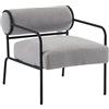 Mingone Poltrona in Lana d'Agnello Poltroncina Camera da Letto in Ferro Sedia con Braccioli Piccola Moderne Singolo, Grigio