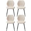 JZGORC Set di 4 Sedie da Sala da Pranzo, Sedia da Cucina in Lino, con Gambe in Metallo Nero, Cuscino in Tessuto Imbottito con Spugna ad Alta Densità, Adatta per Sala da Pranzo, Cucina - Beige
