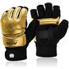 FitsT4 Sports Mezzi guanti da allenamento MMA UFC sacco da boxe kickboxing, sparring, grappling, arti marziali, muay thai, taekwondo, guanti di supporto per donne, uomini, bambini, oro, XS