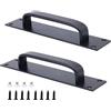 NUZAMAS Set di 2 maniglie per porte scorrevoli in lega di alluminio, maniglie per porte tagliafuoco, maniglie flate per porte di armadietti, apertura a pressione, 20 cm x 4 cm, colore nero