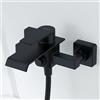 Ulytid Rubinetto Vasca Nero, Miscelatore Vasca da Bagno Cascata in Ottone, Miscelatore Monocomando Montaggio a Parete per Doccia con 2 Uscite, Rubinetto Bagno Apparente, Raccordo Filettato 1/2