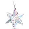 Swarovski Classic Ornaments Decorazione Stella, Decorazione Versatile con 307 Sfaccettature di Cristalli Swarovski, Nastro in Raso Bianco, Medio, Effetto Shimmer, 4,8 x 6,4 x 5 cm