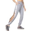 Eauptffy Pantaloni sportivi da donna, con abbottonatura laterale, pantaloni unisex, a strisce, con tasche, elastico in vita, per yoga, da basket, da allenamento, grigio., S