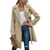 Onsoyours Trench Donna Primaverile Giacca Lungo Cappotto Elegante Classico Antivento Giacca Autunnale Trenchcoat con Risvolto A Nero XXL