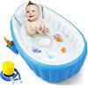 PandaEar Vasca da bagno gonfiabile per bambini, vasca da bagno portatile da viaggio per neonati con pompa ad aria, vasca da bagno pieghevole antiscivolo mini piscina per neonati (blu)