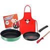 Tefal Chefclub by Set da cucina Hungry Kids Emergency, padella 19 cm, stampo per mancati, 26 cm, mini spatola, grembiule da cucina per bambini, libretto di ricette E5119002