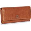 DONBOLSO Portafoglio Donna Firenze | Grande Porta Carte di Credito in Vera Pelle Nappa | Marsupio XXL con 15 Scomparti e Protezione RFID | Cognac