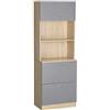 HOMCOM Credenza Moderna per Cucina con 2 Cassetti e Armadietto, Mobile Dispensa per Microonde e Macchina per Caffè, Grigio