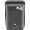 TEKNOLL Power Bank 10000mAh con Power Delivery, 2x USB-C Input/Output 20W PD, 1x USB-A Output 22.5W, Display LED Stato Batteria, Ricarica Rapida, Compatibile con Smartphone iOS e Android, Nero
