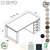 SEIPO Scrivania RING DX profondità 800 cassettiera portante con cassettiera Seipo struttura metallica GAMBE AD ANELLO RN.0057 58 59