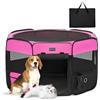 PETSFIT Recinto per Cani e Gatti pieghevole e Portatile, Box per Animali con Pavimento impermeabile in Tessuto, rosa, 92 * 84 * 53CM