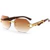 Dollger Occhiali da sole rettangolari senza bordo per donne uomini moda Hip Hop senza cornice Designer Shades legno Y2K occhiali da sole quadrati, tè con sfumatura di colore