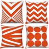 Hnmdmyi Copricuscino arancione 40x40 set di 4, moderno astratto modello geometrico decorativo cuscino copre lino quadrato cuscino caso per divano letto giardino all'aperto Home Decor