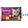 WHISKAS Adult Pure Delight 52x85g Alimento umido per gatti in pezzi con manzo e pollo