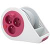 Zenitech - Mini avvolgitore di design a 3 prese 2P+T, 7 m, colore: Rosa