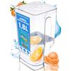 MYELECTROID Brocca acqua trasparente in plastica quadrata, serbatoio di servizio succo di tè con coperchio ermetico, manico ergonomico e sistema antispruzzo, perfetto per porta frigorifero (1.8 L)