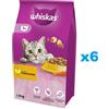 WHISKAS Adult 6x1,4kg Alimento secco completo per gatti adulti con delizioso pollo
