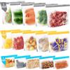 ReaGold 15 Pezzi Sacchetti Freezer Riutilizzabili, Sacchetti Alimenti Richiudibili, Sacchetti per Alimenti Senza BPA Sacchetti Sandwich Riutilizzabili, Sacchetti in Silicone per Frutta, Verdura, Carne