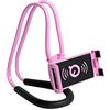 xfaiz Lazy - Supporto per cellulare da appendere al collo, supporto flessibile con clip per braccia lunghe, rotazione a 360°, molteplici funzioni per scrivania, letto, bici e moto (rosa)