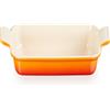 LE CREUSET PIROFILA RETTANGOLARE ROSSO CILIEGIA IN GRES PORCELLANATO ARANCIONE FLAME (FIAMMA), S - 19 x 13 cm, 1.1 lt
