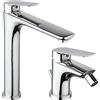 PIRALLA Set Rubinetti Piralla per lavabo alto e bidet con scarico automatico serie Lago cromato