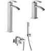 Jacuzzi Set Rubinetti Jacuzzi per lavabo alto e bidet senza scarico e vasca serie Glint cromato