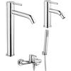 Jacuzzi Set Rubinetti Jacuzzi per lavabo alto e bidet senza scarico e vasca serie Sunset cromato