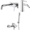 Jacuzzi Set Rubinetti Jacuzzi per lavabo a parete con piastra e bidet senza scarico e vasca serie Sunset cromato