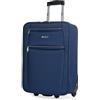 ITACA - Valigia Bagaglio a Mano 55x40x20 - Trolley Bagaglio a Mano Semirigido - Trolley Piccolo - Valigia Piccola 55cm. Trolley Cabina con 2 route Low Cost Ryanair T71950, Colore Marino