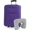 ITACA - Valigia 55x40x20 Trolley Bagaglio a Mano. Valigie per i Tuoi Viaggi in Cabina. Trolley Bagaglio a Mano. Materiale EVA Polyester Resistente e Super Leggero, Viola