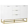 DecHome Madia Moderna Design per Soggiorno e Cucina 120x76h in Legno e Metallo con 3 Cassetti e 2 Ante colore Bianco