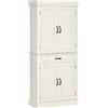 DecHome Credenza Cucina con 2 Armadietti e Cassetto in Stile Coloniale 80x35x180cm Bianco 346V01