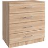 KITWOOD INDUSTRY Cassettiera 4 Cassetti 70x40x72h cm colore Rovere - PR2003