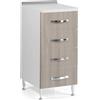 AZUR LINE Cassettiera Cucina Mobiletto con 4 Cassetti 40x50x85h cm colore Olmo - LGCA40KIT