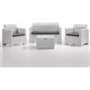 BICA Set da Giardino Salotto da Giardino in PE effetto Rattan Salottino da esterno completo 4 pezzi: Divano, 2 Poltrone, Tavolino e Cuscini colore Bianco - BC9067B