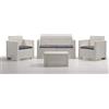 BICA Set da giardino Salotto da giardino in resina effetto Rattan Salottino da esterno completo 4 pezzi: Divano Poltrone Tavolino colore Bianco - Nebraska 2