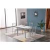NBrand Set Tavolo in Acciaio / MDF effetto marmo 120x70x75h cm + 4 Sedie 38x40x89h cm - HW63082SC