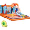 Outsunny Castello Gonfiabile per Bambini Piscina con Scivolo e Trampolino, Pompa Elettrica, 350x250x185cm, Multicolore|Aosom