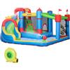 Outsunny Castello Gonfiabile per Bambini 5 in 1 con Scivolo, Trampolino, Piscina e Pistola ad Acqua, Gonfiatore e Picchetti Inclusi, Età 3-8 Anni