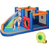 Outsunny Castello Gonfiabile per Bambini 3-8 Anni con Scivolo, Trampolino e Piscina, 380x340x170cm
