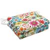 Pillow Perfect Cuscino quadrato per sedia angolare per interni ed esterni, con lacci, imbottitura in fibra di peluche, resistente alle intemperie e allo sbiadimento, 40,6 x 47 cm, blu/viola, 2 pezzi