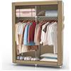 INTIRILIFE Armadio pieghevole 108x170x45 cm in CRÈME BEIGE - Armadio in tessuto con cerniera e asta appendiabiti, tasca laterale e scomparti - Ripiano a innesto, struttura in metallo