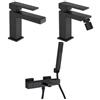 Jacuzzi Set Rubinetti Jacuzzi per lavabo e bidet senza scarico e vasca serie Twinkle YO nero opaco