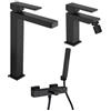 Jacuzzi Set Rubinetti Jacuzzi per lavabo alto e bidet senza scarico e vasca serie Twinkle YO nero opaco