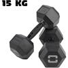 Toorx manubrio esagonale gommato nero 15 kg