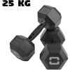 Toorx Manubrio Esagonale Gommato Nero 25 Kg