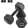 Toorx Manubrio Esagonale Gommato Nero 40 Kg